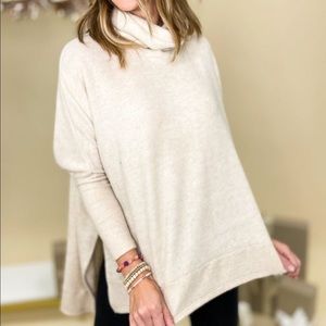 Cherish oatmeal cowl neck top NWOT size M/L